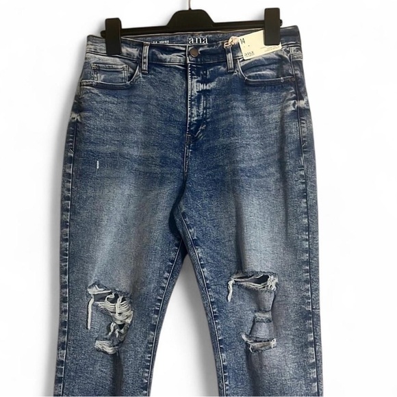 A.N.A Jeans Sz 14 Distressed Stretch High Rise Recycled Cotton Lycra Blend - Picture 3 of 7